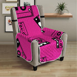 Pink Cassette Tape Pattern Print Armchair Protector