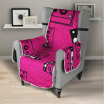 Pink Cassette Tape Pattern Print Armchair Protector