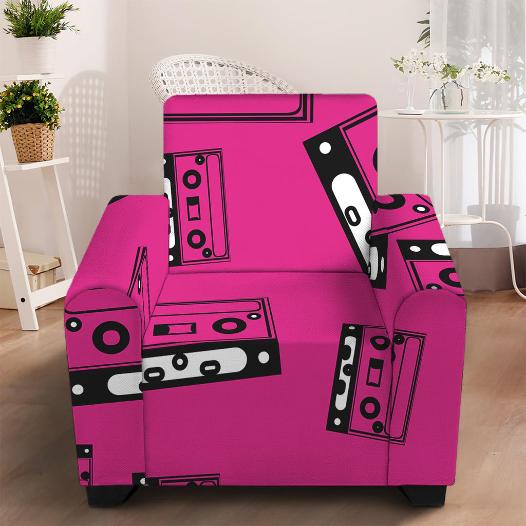 Pink Cassette Tape Pattern Print Armchair Slipcover