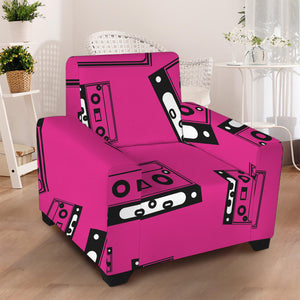 Pink Cassette Tape Pattern Print Armchair Slipcover