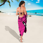 Pink Cassette Tape Pattern Print Beach Sarong Wrap