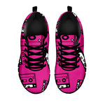 Pink Cassette Tape Pattern Print Black Sneakers