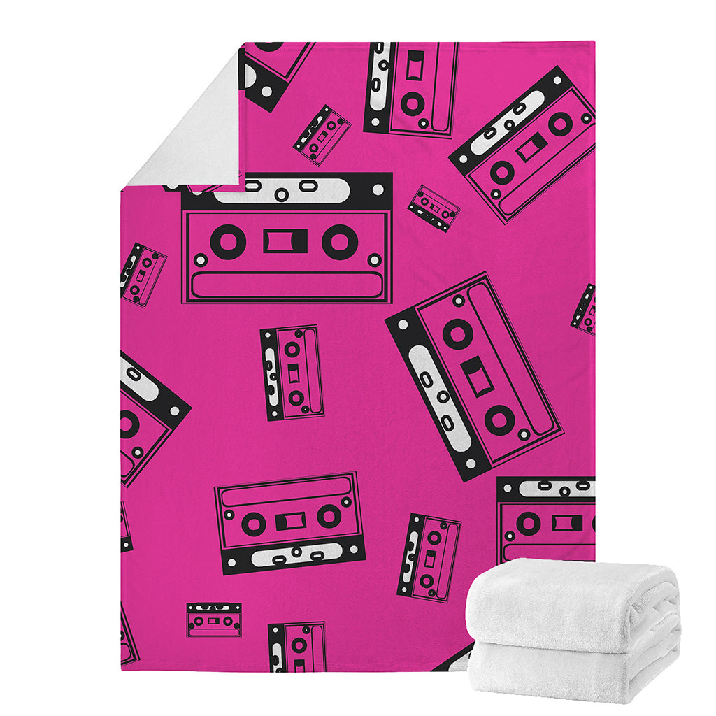 Pink Cassette Tape Pattern Print Blanket