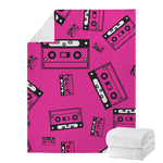 Pink Cassette Tape Pattern Print Blanket