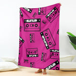 Pink Cassette Tape Pattern Print Blanket