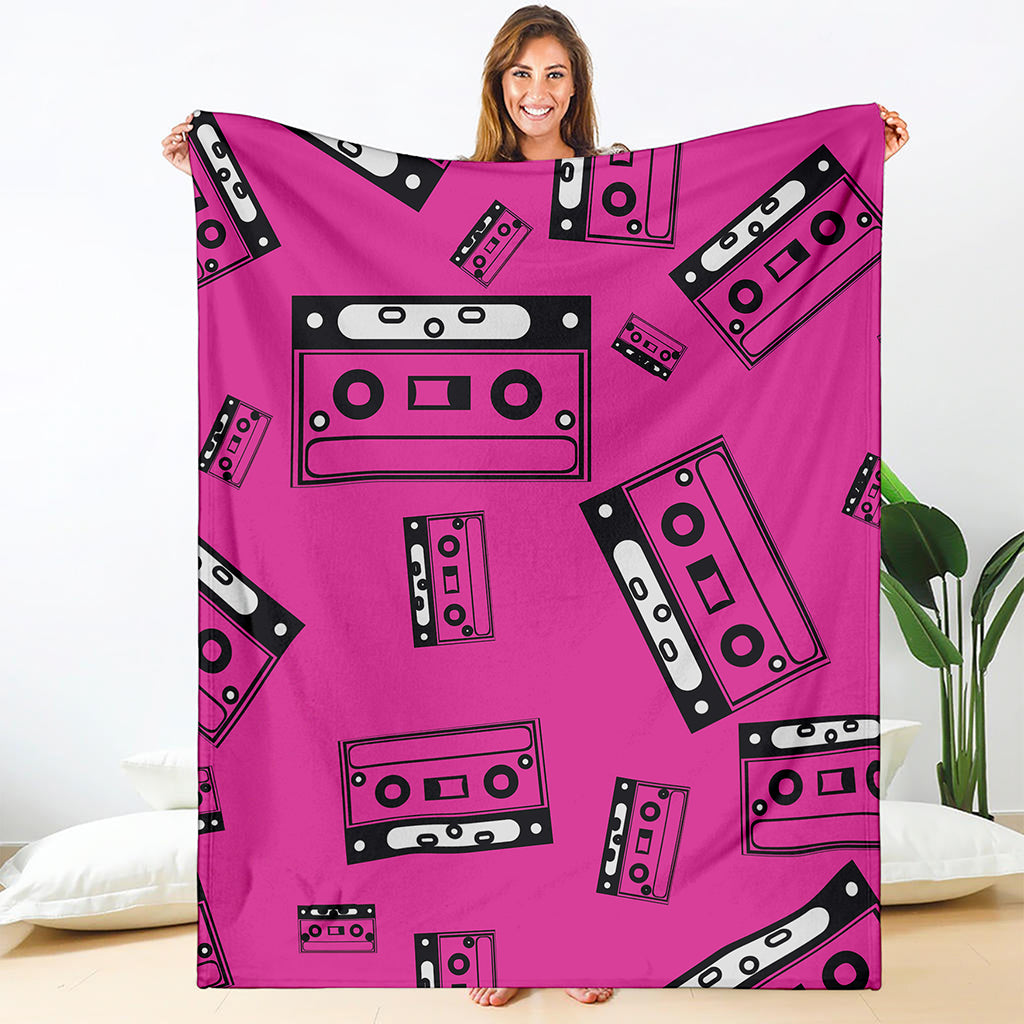 Pink Cassette Tape Pattern Print Blanket