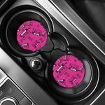 Pink Cassette Tape Pattern Print Car Coasters