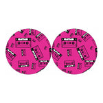 Pink Cassette Tape Pattern Print Car Coasters