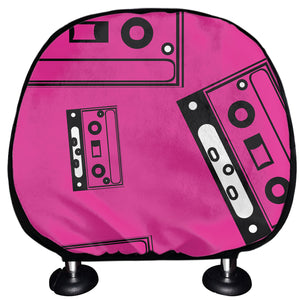 Pink Cassette Tape Pattern Print Car Headrest Covers