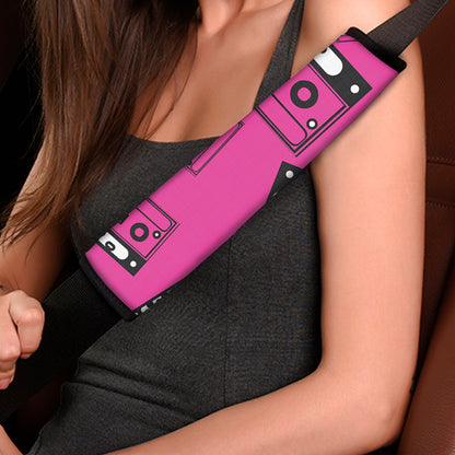 Pink Cassette Tape Pattern Print Car Seat Belt Covers