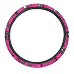 Pink Cassette Tape Pattern Print Car Steering Wheel Cover