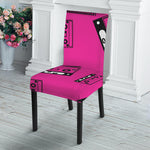 Pink Cassette Tape Pattern Print Dining Chair Slipcover