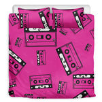 Pink Cassette Tape Pattern Print Duvet Cover Bedding Set