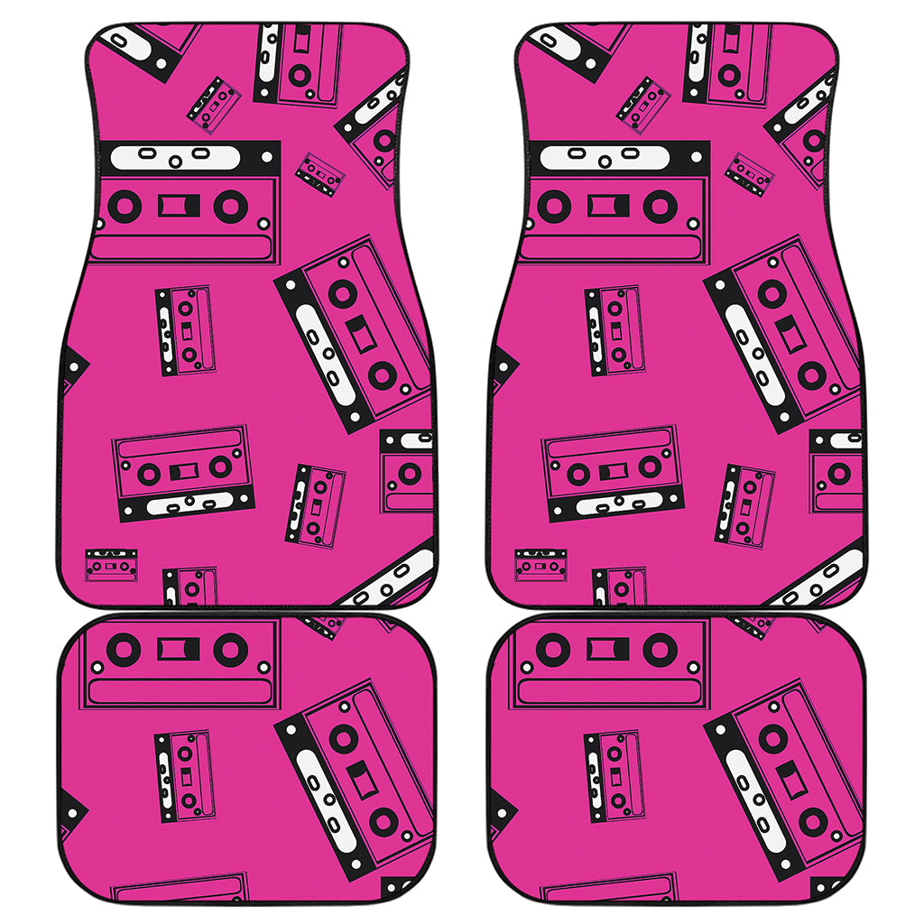 Pink Cassette Tape Pattern Print Front and Back Car Floor Mats