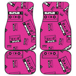 Pink Cassette Tape Pattern Print Front and Back Car Floor Mats