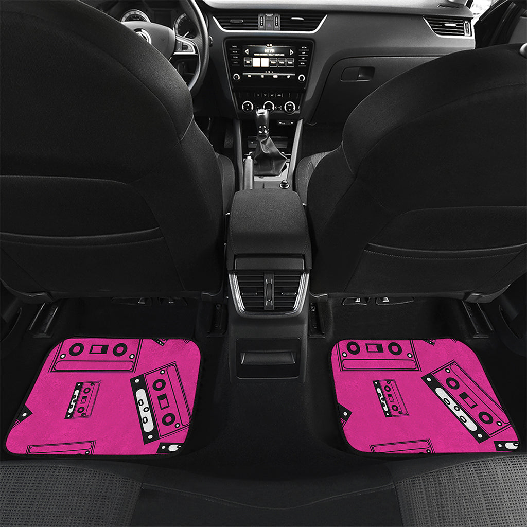 Pink Cassette Tape Pattern Print Front and Back Car Floor Mats