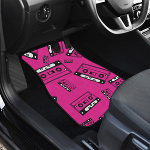 Pink Cassette Tape Pattern Print Front and Back Car Floor Mats