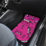 Pink Cassette Tape Pattern Print Front and Back Car Floor Mats