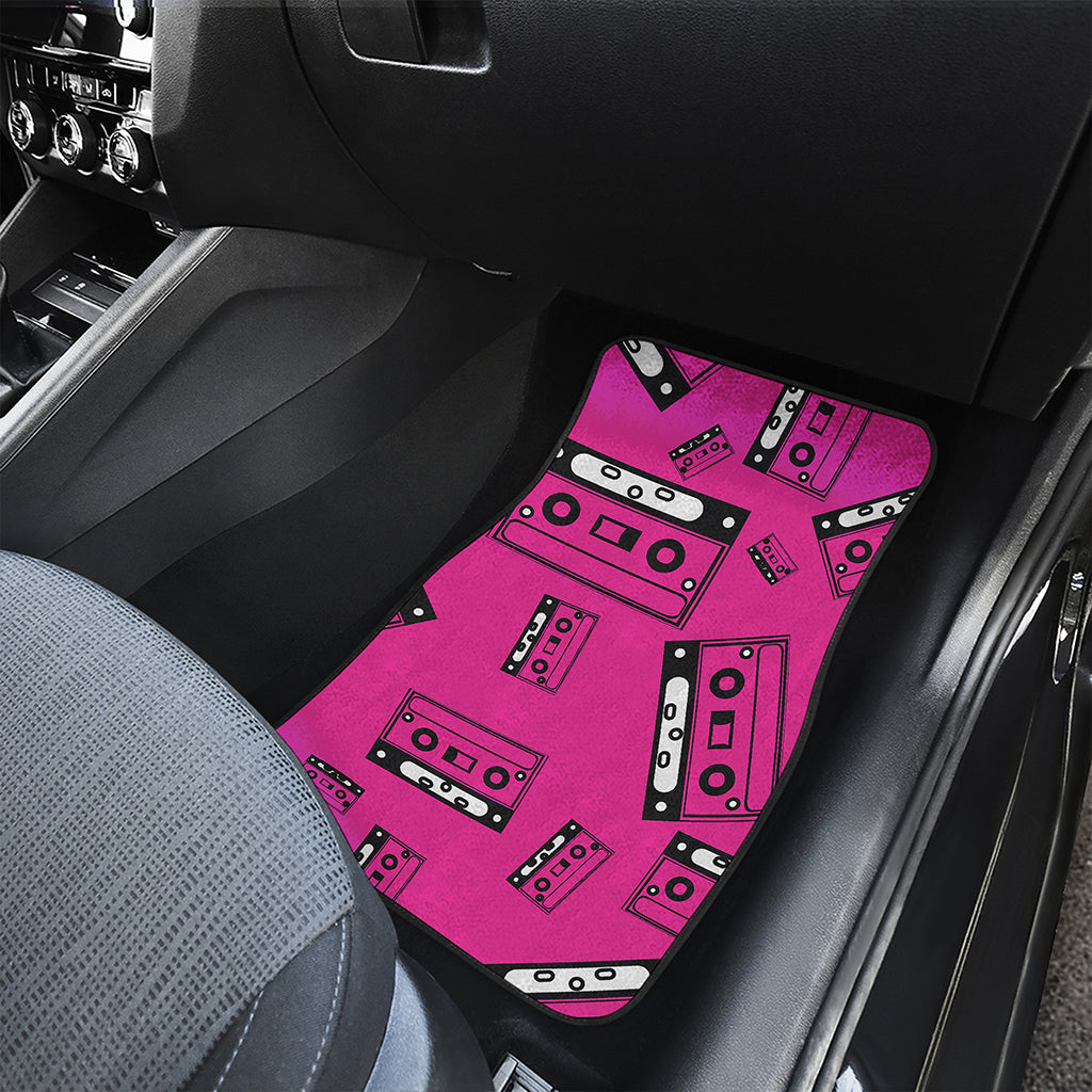 Pink Cassette Tape Pattern Print Front Car Floor Mats