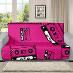 Pink Cassette Tape Pattern Print Futon Protector