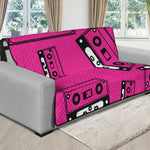 Pink Cassette Tape Pattern Print Futon Protector