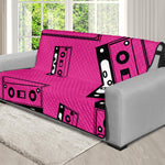 Pink Cassette Tape Pattern Print Futon Protector