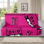 Pink Cassette Tape Pattern Print Futon Protector