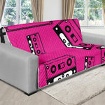 Pink Cassette Tape Pattern Print Futon Protector