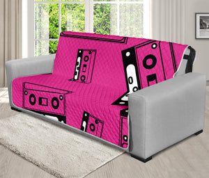 Pink Cassette Tape Pattern Print Futon Protector