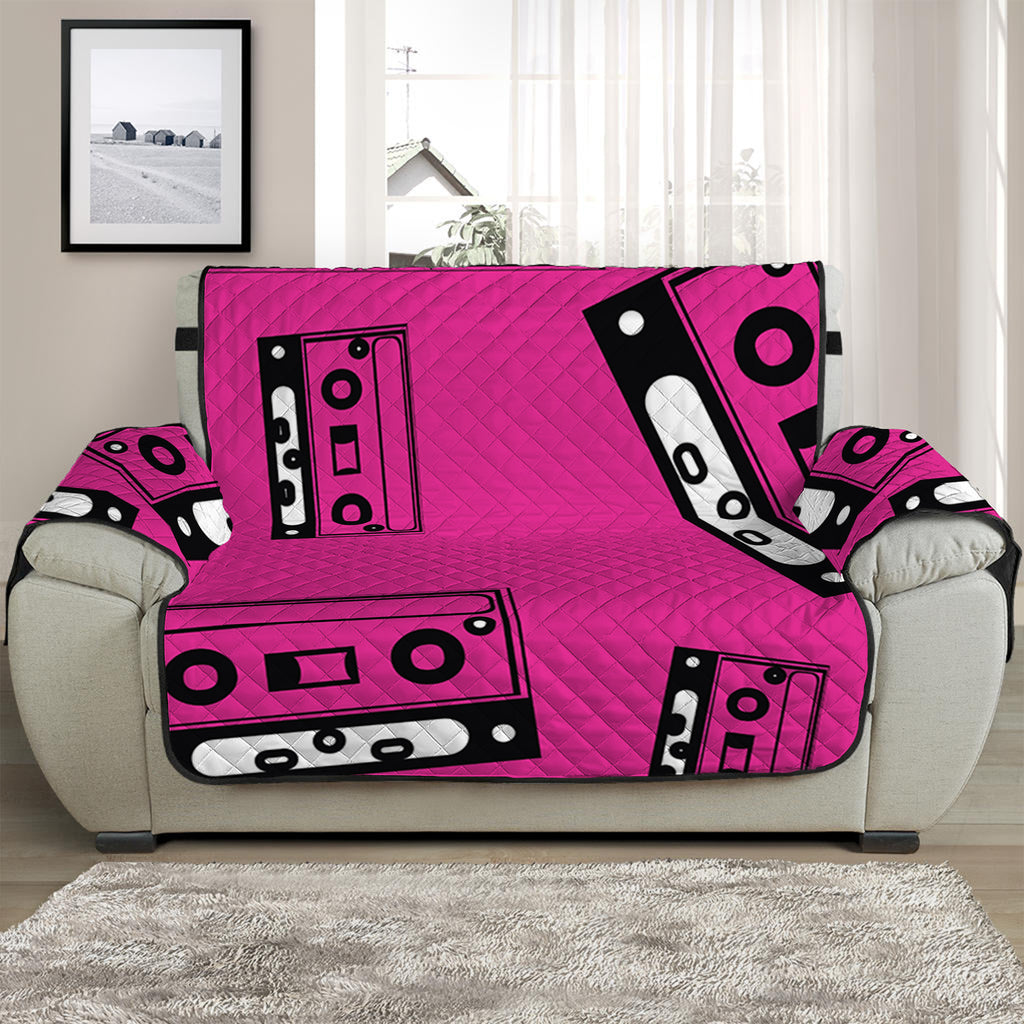 Pink Cassette Tape Pattern Print Half Sofa Protector