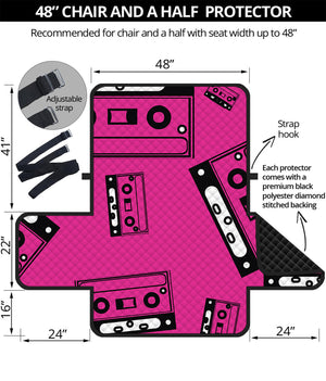 Pink Cassette Tape Pattern Print Half Sofa Protector