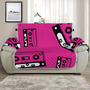 Pink Cassette Tape Pattern Print Half Sofa Protector