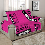 Pink Cassette Tape Pattern Print Half Sofa Protector