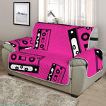 Pink Cassette Tape Pattern Print Half Sofa Protector