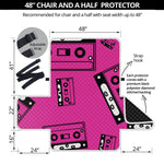 Pink Cassette Tape Pattern Print Half Sofa Protector