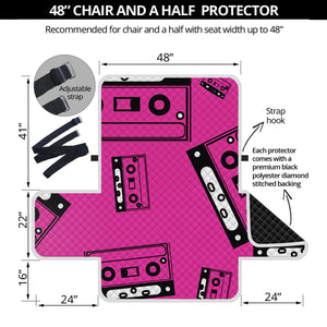 Pink Cassette Tape Pattern Print Half Sofa Protector