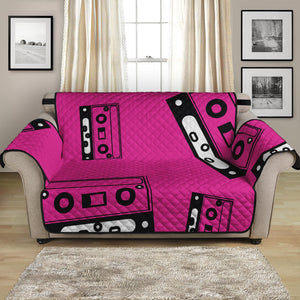 Pink Cassette Tape Pattern Print Loveseat Protector