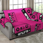 Pink Cassette Tape Pattern Print Loveseat Protector