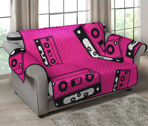 Pink Cassette Tape Pattern Print Loveseat Protector