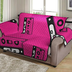 Pink Cassette Tape Pattern Print Loveseat Protector