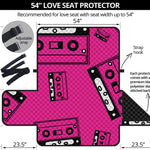 Pink Cassette Tape Pattern Print Loveseat Protector