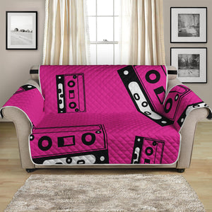 Pink Cassette Tape Pattern Print Loveseat Protector