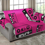 Pink Cassette Tape Pattern Print Loveseat Protector