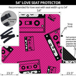 Pink Cassette Tape Pattern Print Loveseat Protector