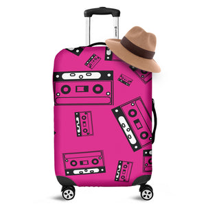 Pink Cassette Tape Pattern Print Luggage Cover