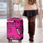 Pink Cassette Tape Pattern Print Luggage Cover