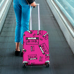 Pink Cassette Tape Pattern Print Luggage Cover