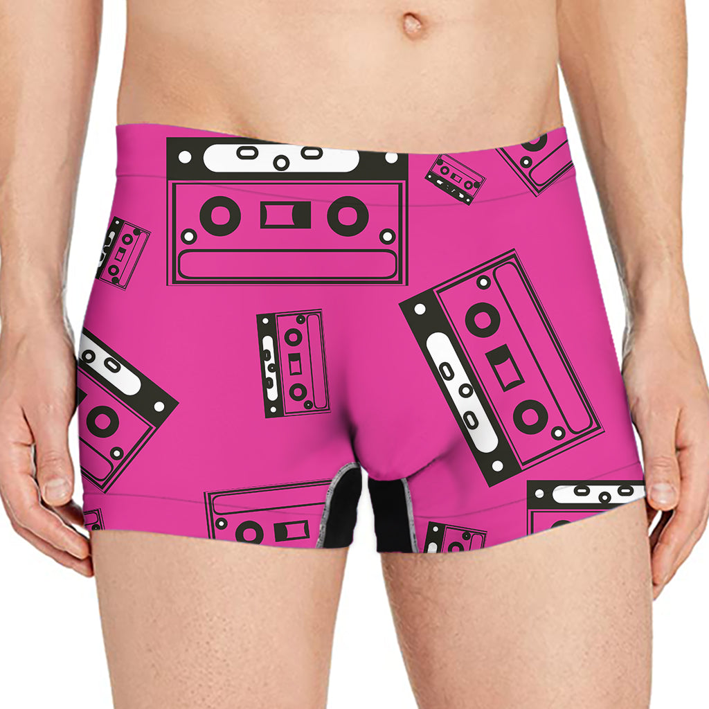 Pink Cassette Tape Pattern Print Men's Boxer Briefs