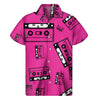 Pink Cassette Tape Pattern Print Men's Short Sleeve Shirt