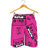 Pink Cassette Tape Pattern Print Men's Shorts